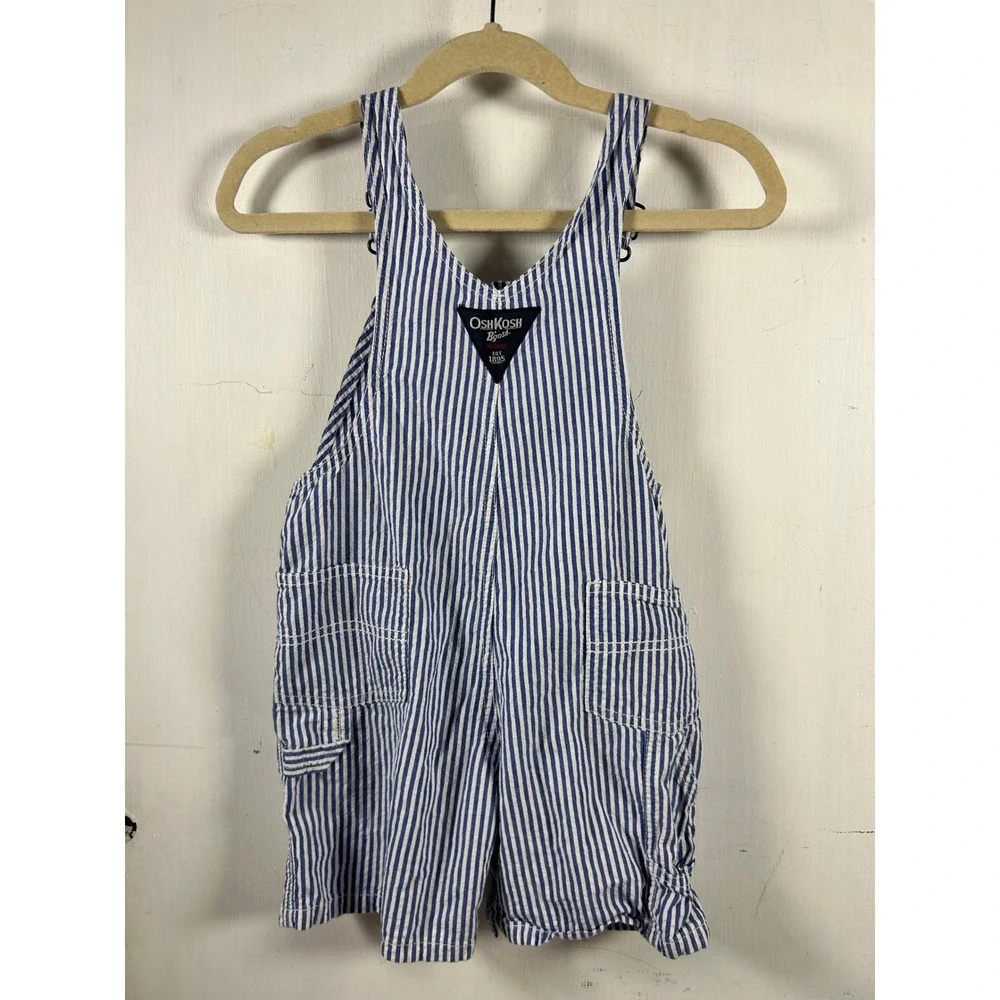OshKosh B'gosh‎ Hickory Stripe Overalls 24M Blue White Railroad Kids